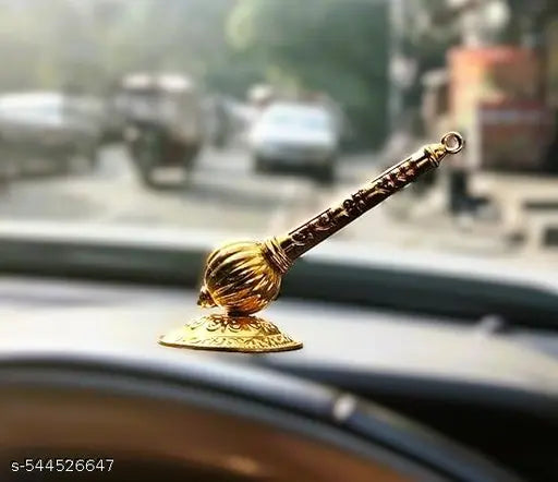 RBHKJ Bajrang Bali Hanuman Gada with Round Stand For Car Dashboard - Metal Gada Pooja Temple or Gifting Home Decoration & Office Decoation
