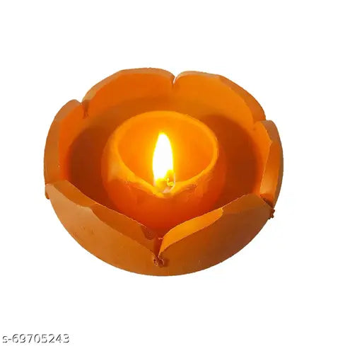 Handmade Clay/Terracotta Lotus Diya II Thamarai vilakku II Oil Lamps for Festival puja & Diwali Decoration /karthigai deepam (PACK OF 12)
