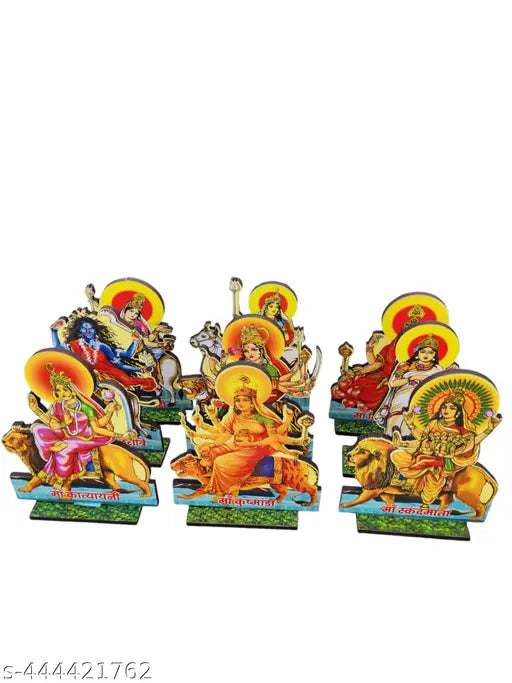 NAU DEVI STATUE Navdurga Statues Idols, Nine Devi Murtis set of Powerful Incarnations of Goddess Maa Durga ( navratri special) Navdurga MDF