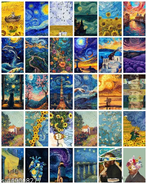 Aesthetic vintage boho poster card combo of 30 size A6