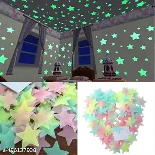 50 pcs Glow In the dark Stars Night Glowing Stars Decorative Adhesive Stickers kid Room Items