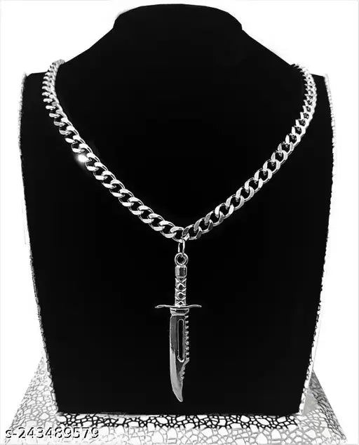 Classy Men Silver Silver Plated Chain With Pendant (Pack-1)