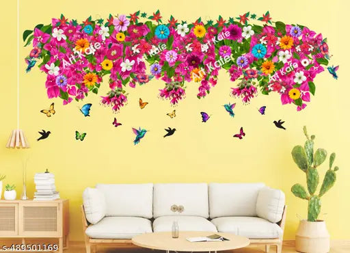 Art Kafe Colorful Flowers & Butterflies Wall Stickers