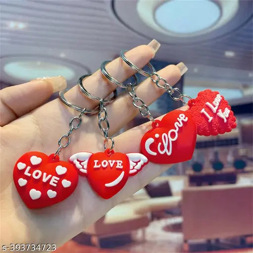 Creative Heart Shaped Pack Of 6 Pcs Keychain For Couples, Gift Bag Pendant, Peach Heart Decor, Diy Accessories