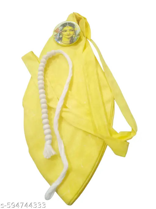 Yellow Gomukhi Cotton Japa Mala Bag with Sakshi Mala Nd Radha Badge | Japa Mala Bag for Meditation | Bead Bag Iskcon |  Jholi Mala |