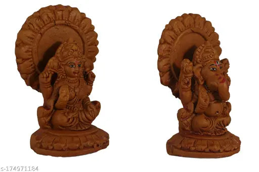 Marvelust Eco-Friendly Laxmi Ganesha Statue, Lakshmi Ganesha Idol Laxmi Ganesh Murti, Lakshmi Ganesha Showpiece, Diwali Puja / Gift_Brown