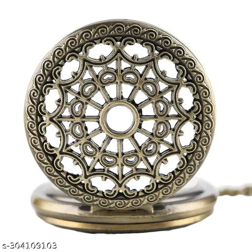 Designer Spider Web Green Metal Pocket Chain Watch