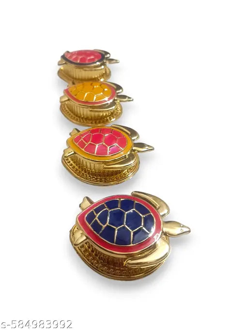 Haldi Kumkum box with Tortoise design | Haldi Kumkum box for Pooja & Gifting | Trendy Gold-Plated Kumkum box | All in one Gift for Women, Weddings, Pooja Functions | Traditional Meenakari | Pack Of 4 Piece | Lightweight and easy to carry | Products will b