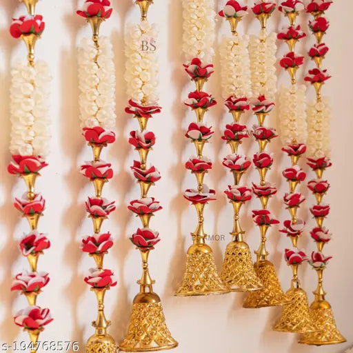 BS AMOR Traditional Hanging Latkan for Party, Wedding, Room, Home, Main Door ,Diwali ,Christmas,New year Decoration Items,Bell Mogra pack of 4 strings