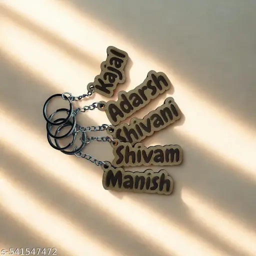 Personalized Wooden Keychain Set (Pack of 5) – Custom Name Engraving Gift
