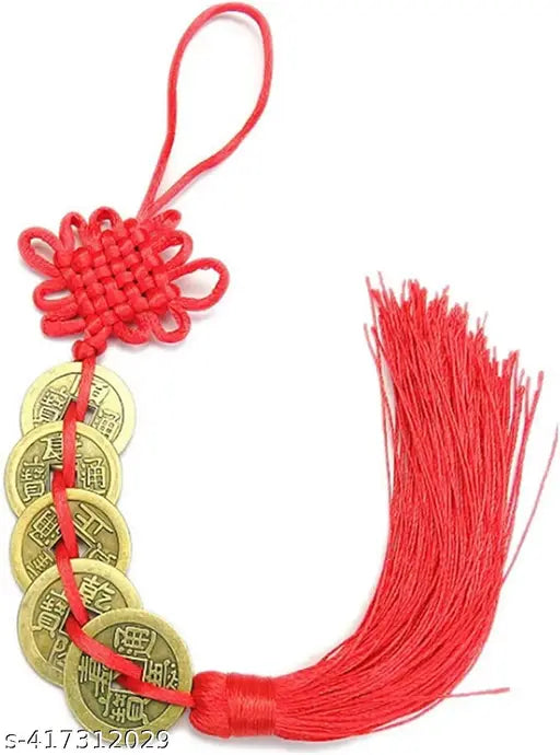 PAYSTORE Exclusive Feng Shui Coins with Red Chinese Knot String Vintage Lucky Coin Wealth Charm Home Car Decoration