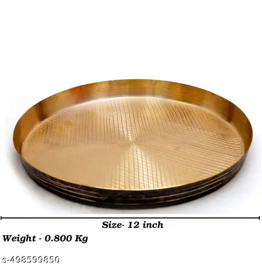 Timeking Bronze Dinner Thali/Kansa Handmade thali for Dinner 12 Inch Weight 750g