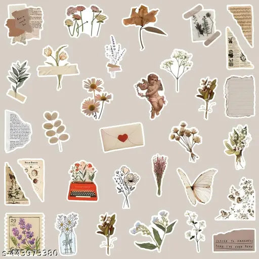Titu Ki Baatein Mixed Vintage Stickers - 50 PCS Retro Stickers for Scrapbooks, Laptops, Guitars, Phones, Pads, Skateboards, Bicycles, Motorcycles, Helmets 2 x 3 x 1 cms
