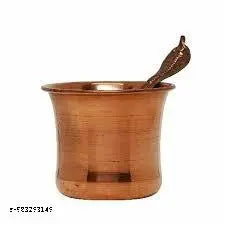 Avyraze Copper Panchapatram with Udhrani Pure Copper Puja Panchapatra, Jal Patra with Achmani Spoon, Charan Amrit Set for Poojan Purpose