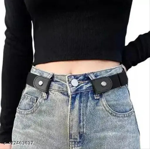 New Fashion Buckle Free Elastic Belt for Women Jeans/Dresses | Ladies Belt for Jeans | Adjustable Belt for Women Jeans | Buckle-Free Invisible Elastic Waist Belt | No Buckle Belt for Women/Men | Unisex Belt