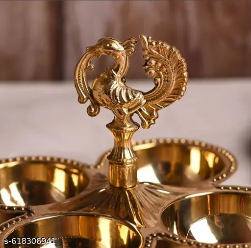 Brass Haldi Kumkum Holder (4 Bowl) – Traditional Pooja Kankavati for Home & Festivals