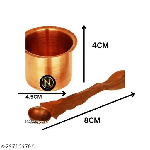 Copper Panchpatra with Anchmani for All Pooja Purpose Copper  (Brown)