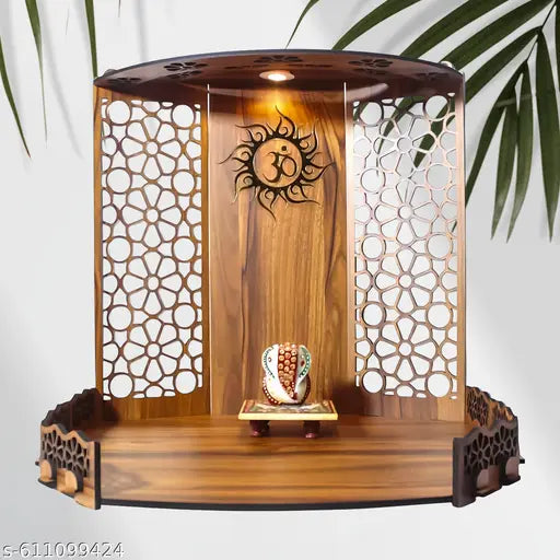 Divinity Decor Laminated Temple for Home Pooja | Wooden MDF Mandir 16x9x11 Inch | Assembly Required | Modern Puja Stand | Big Temple - Mandir - 11