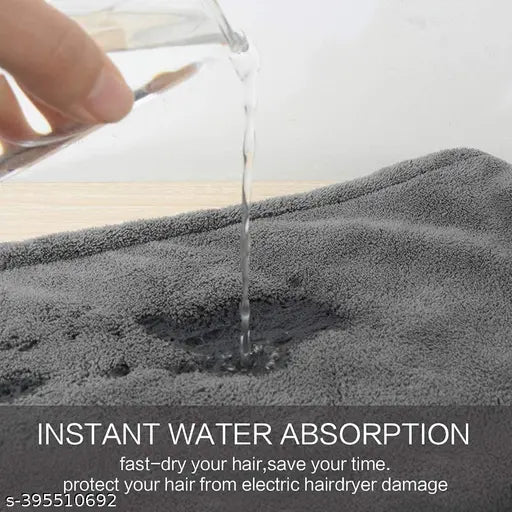 Piera Grey Hair Towel Wrap Turban Microfiber, Hair Drying Towels Quick Dry Hair Hat Drying Shower Head Towels Wrapped Bath Cap Anti Frizz Hair Dryer Towel for Women Girl Wet/Long/Curly/Thick Hair Shower Caps heavy quality hair wrap towel (Export Quality)(