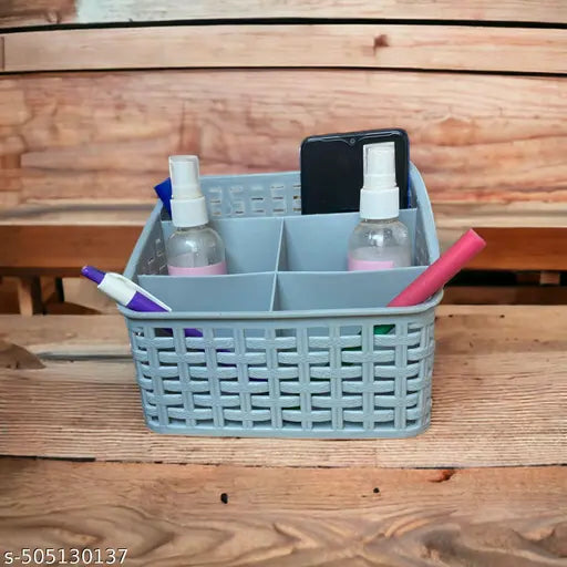 Plastic Storage Basket,  Multipurpose Desk Organizer Stationary Storage Stand Cosmetic Basket Makeup Holder Box for Home, Office, Desk and Study Table  GRAY COLOUR