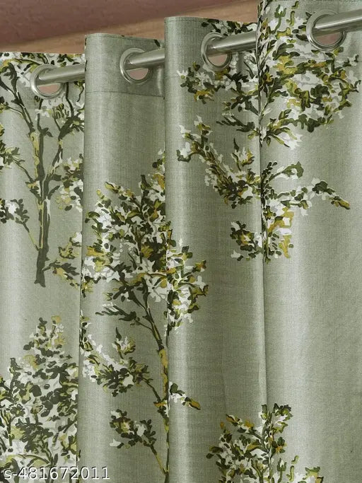 Floral  Green Curtains Pack of 01 pc