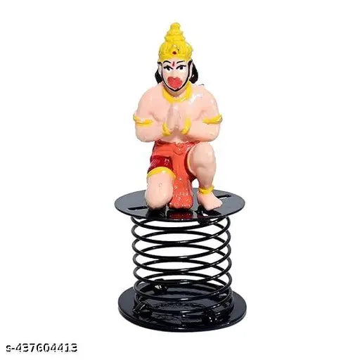 INDIACRAFT Dancing Krishna and Sitting Hanuman Fun Spring Idol for car dashboard Student Study Table Office Desk