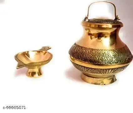 Sai Collection  Brass Pavitra Gangajali Lota Kalash for Gangajal/Water/Gangotri (Pack of 01) Size-4 Inch