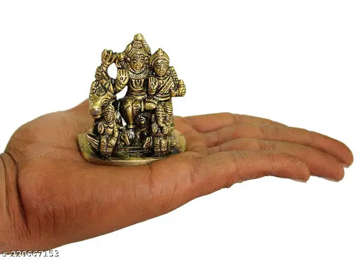 mahakal artware Brass Shiva Parvati Pariwar - Shiva Family | Shiva Bholenath Shankar Parvati Ganesh Ganesha Nandi Family Murti Idol Statue Sculpture - Small Size - 2.25" inches