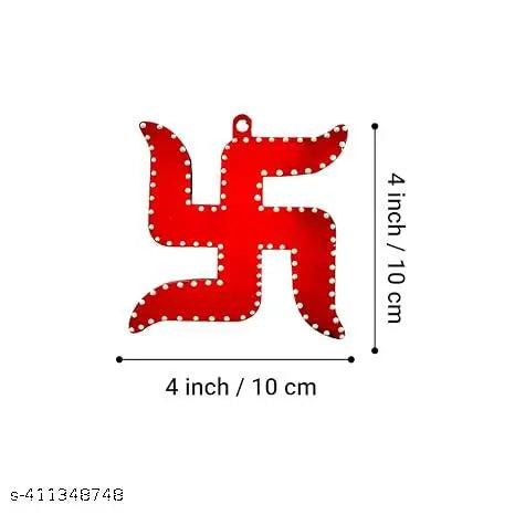 Swastik for Door Entrance,Pooja room,Evil Eye,Vastu,Feng Shui,Red Piramid Swastika,Mandir,Pooja Room,Home and Wall Decor ( 4 x 4 inch)