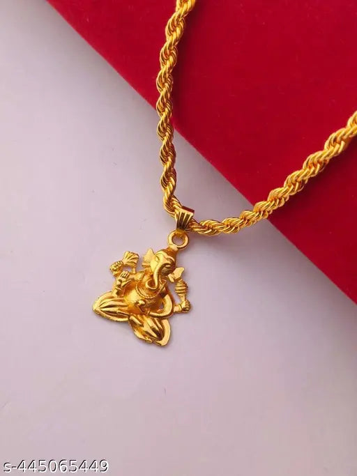 Ganesh Pendant With Gold Chain Gold-plated Plated Alloy Chain