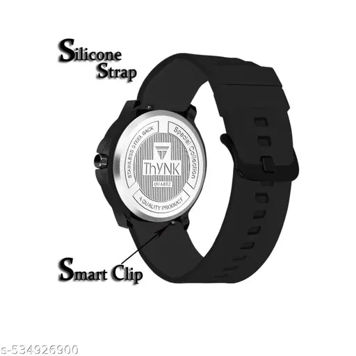 THYNK Men's Black Silicon Strap Black Dail Analog Watches Classic, Attractive, Professional, top-trendy and stylish Analog Watches for Men/boys for office, school use