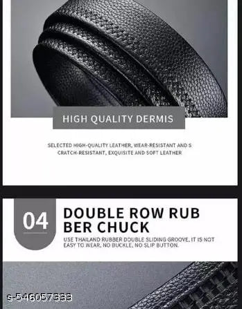PACK OF 2 Men's PU Leather Black Autolock Grip Belt