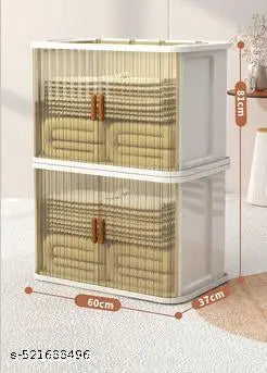 Plastic Storage Bins 2 Pack,Storage Bins with Lids and Wheels, Collapsible Storage Bins with Front Door and Top Cover Openings, Stackable Toy Storage