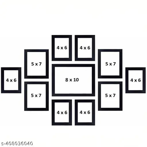 Photo Frame For Wall Set Of 11 Black Picture Frames For Home Decoration, Wall Decor Ecoseries -Size - 4X6-6 5X7-4 8X10-1 Inches Frame ,Synthetic Black Wood ( Black 4X6-6 5X7-4 8X10-1 )