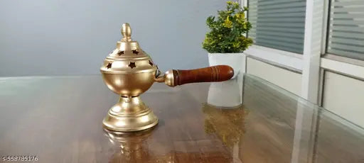 AM Handicrafts Loban Incense Bakhoor Burner Sambrani Dhoop Burner with Handle for Home Purifying Hand Loban Burner for Home Office Temple Prayer Dhoop Dani
