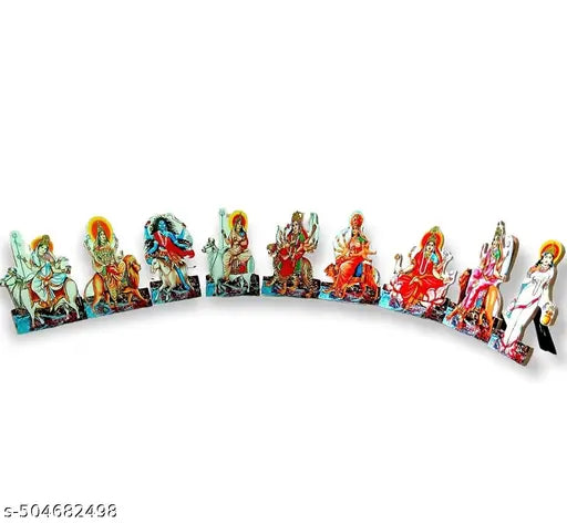 Brij Sugandha Nav Durga Wooden MDF Set for Navratri Decoration
