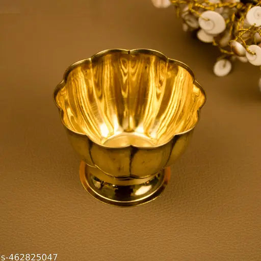 Putrika  Brass Chandhan | Kumkum | Turmeric | Sandal | Haldi | Bowl | Pooja | Puja | Holder | Roli | Stand | Multipurpose for Temple Home - Lotus Chandhan Bowl (2)