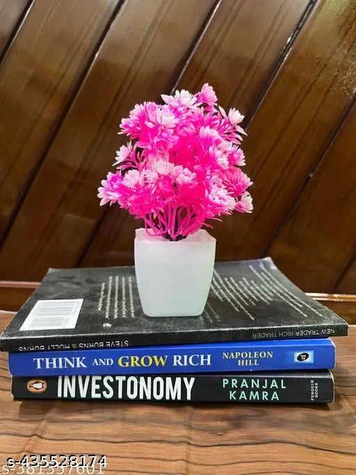 Set of 8 Artificial Plant For Home Decor or Office Décor Also Plant Suitable For Table , Flower & Plant Specially Decor For Bed Room Decorationet Bonsai Wild Artificial Plant with Pot