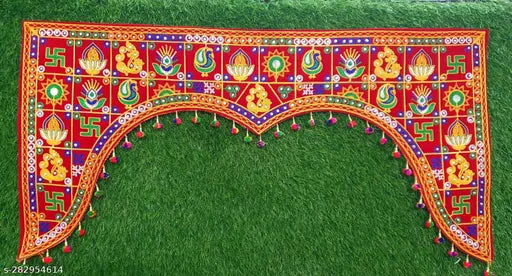 Embroidered Velvet Bandarwal | Embroidered Velvet Door Hanging | Traditional Door Bandarwal | Handmade Kuchhi Work Hanging | Unique Velvet Door Bandarwal | Handcrafted Kuchhi Work Toran | Custom Velvet Door Decore |