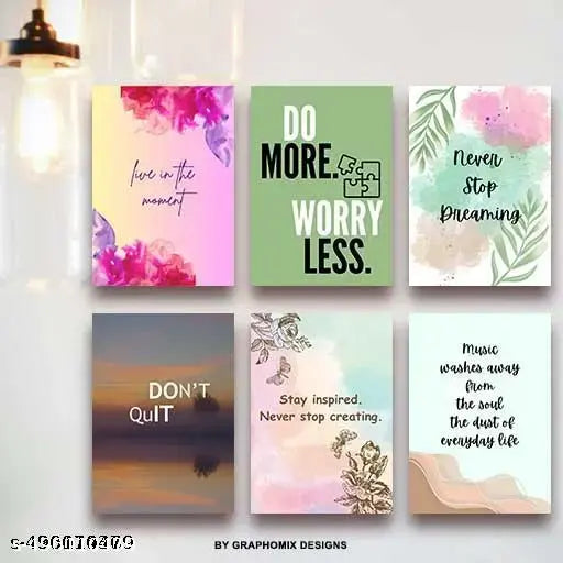 Arts Motivational Poster Wall Design For Living Room Drawing Room Poster Paper Print Pack of 6 (29 Cm*21 Cm)