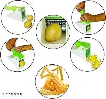 Vegetable Chopper for Kitchen | French Fries Cutter | Heavy Duty Vegetables Cutter | Unbreakable Chopper for Kitchen | Veggie Chopper & Slicer Lightweight | Green
