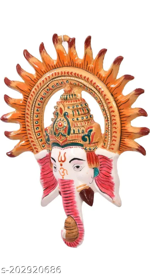 Lord ganesha color wall hanging metal idol for puja and showpiece