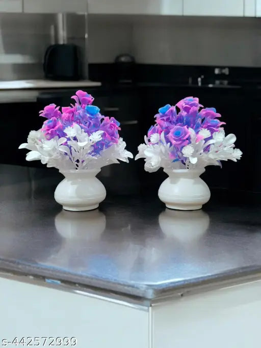 Unique Artificial flowers pot for home decoration, Artifical plant for home décor,Artificial flowers for Décor,Decorating flowers Flowers for Gifts Etc(Combo pack of 2)
