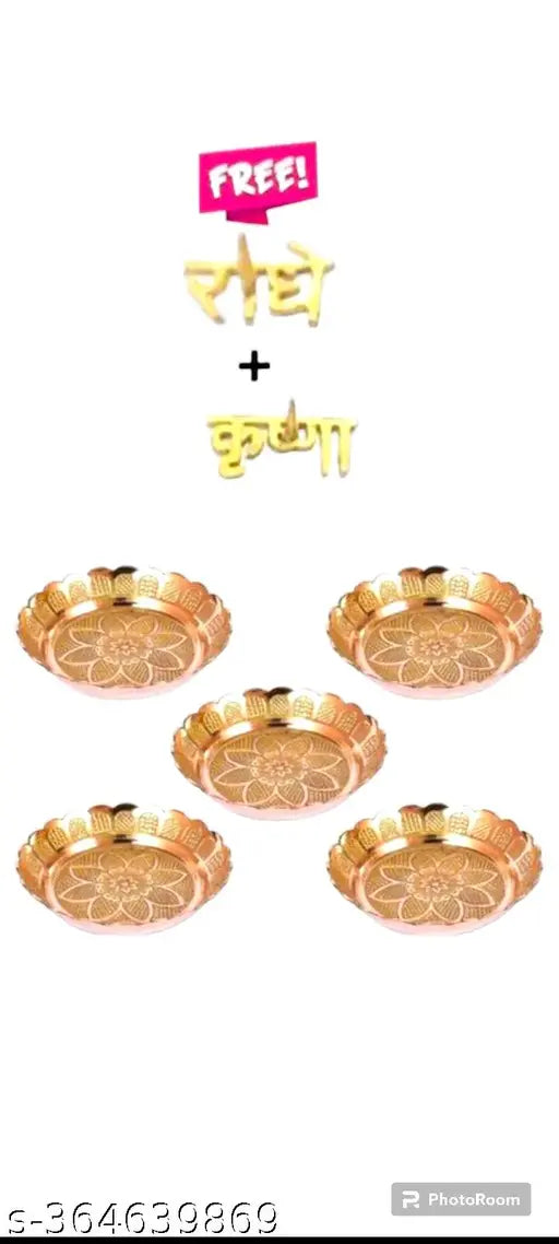 Brass Bhoge thali with Special design Pack of 5 pes