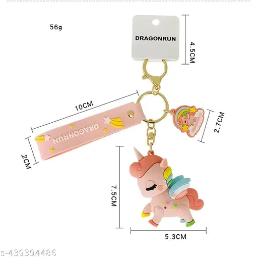 Cute Unicorn Charm Cartoon Characters Keychain for Girls Boys, Cute Silicon Keychains Accessories Keyring Key Purse Backpack Car Charms for Kids Gifts Unicorn Pink