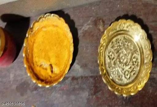 Pure Brass Small Size Chandan Katori / Puja Katori / Bhog Katori for Home Mandir  puja ( Rose Design Embossed ) Gold size 3 inch / SSR