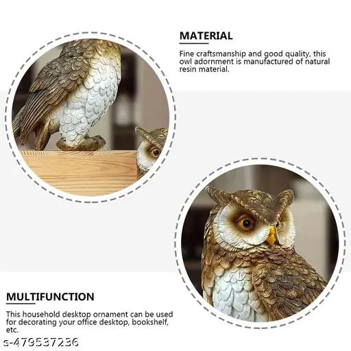 Brown Owl Figurine Resin Owl Animal Model Statue Home Office Display Owl Figure Desktop Tv Cabinet Miniature Animal Figurine Ornament Decor Money Attracter