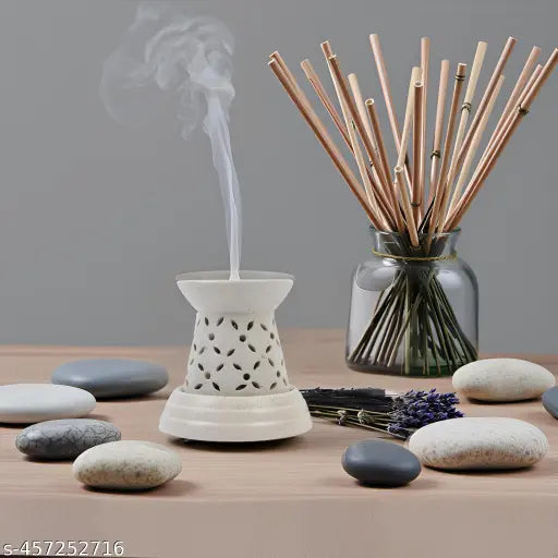 Kraftlik Handicrafts Electric Aroma Diffuser/Burner & Damru Shape Electric Ceramic Aroma Oil Diffuser | Electric Diffuser Burner with Oil for Room/Office/Home Decor(ARM-DMR) (pack of 1)