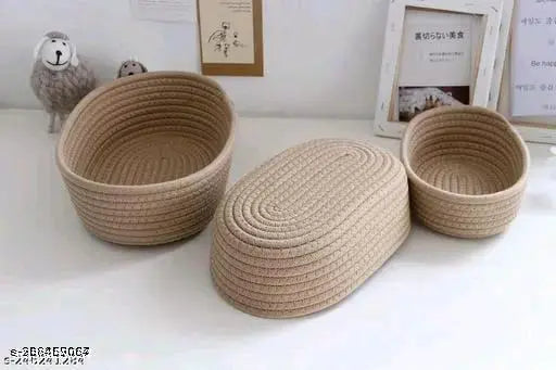 Smal mini rope storage Round basket Pack Of 3