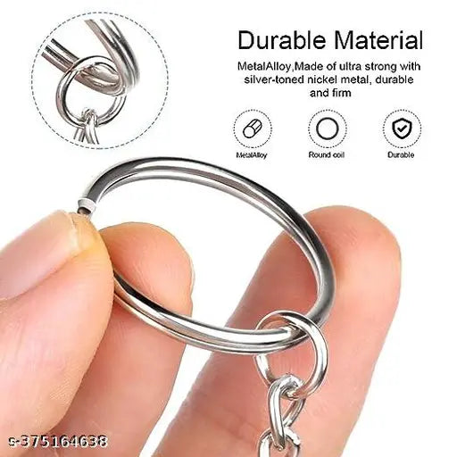 Silver Plated Alloy Split 20pcs  Key Chains 25mm with 26mm chains and 20pcs Open Jump Ring for Craft Key Ring (pack of 20)